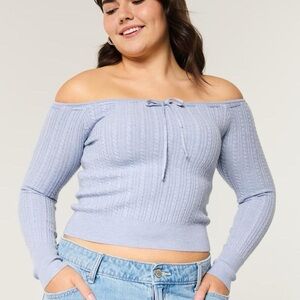 Hollister Off-Shoulder Sweater in Soft Blue
